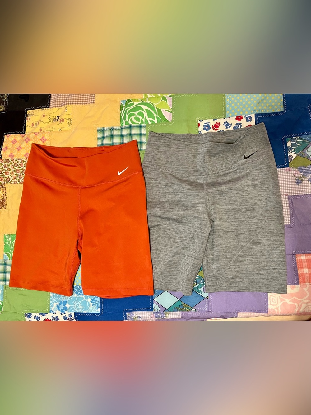 NWOT bundle of 2 Nike Dri-Fit Bike shorts size Medium, orange and heather grey